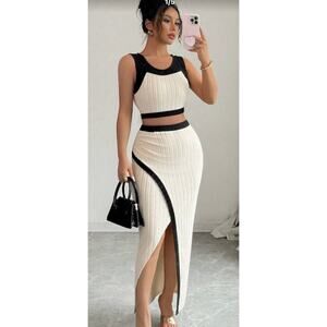 SHEIN Gloray 2pcs Set Sexy Sleeveless Camiso
Apricot Black Maxi Skirt Crop Top S